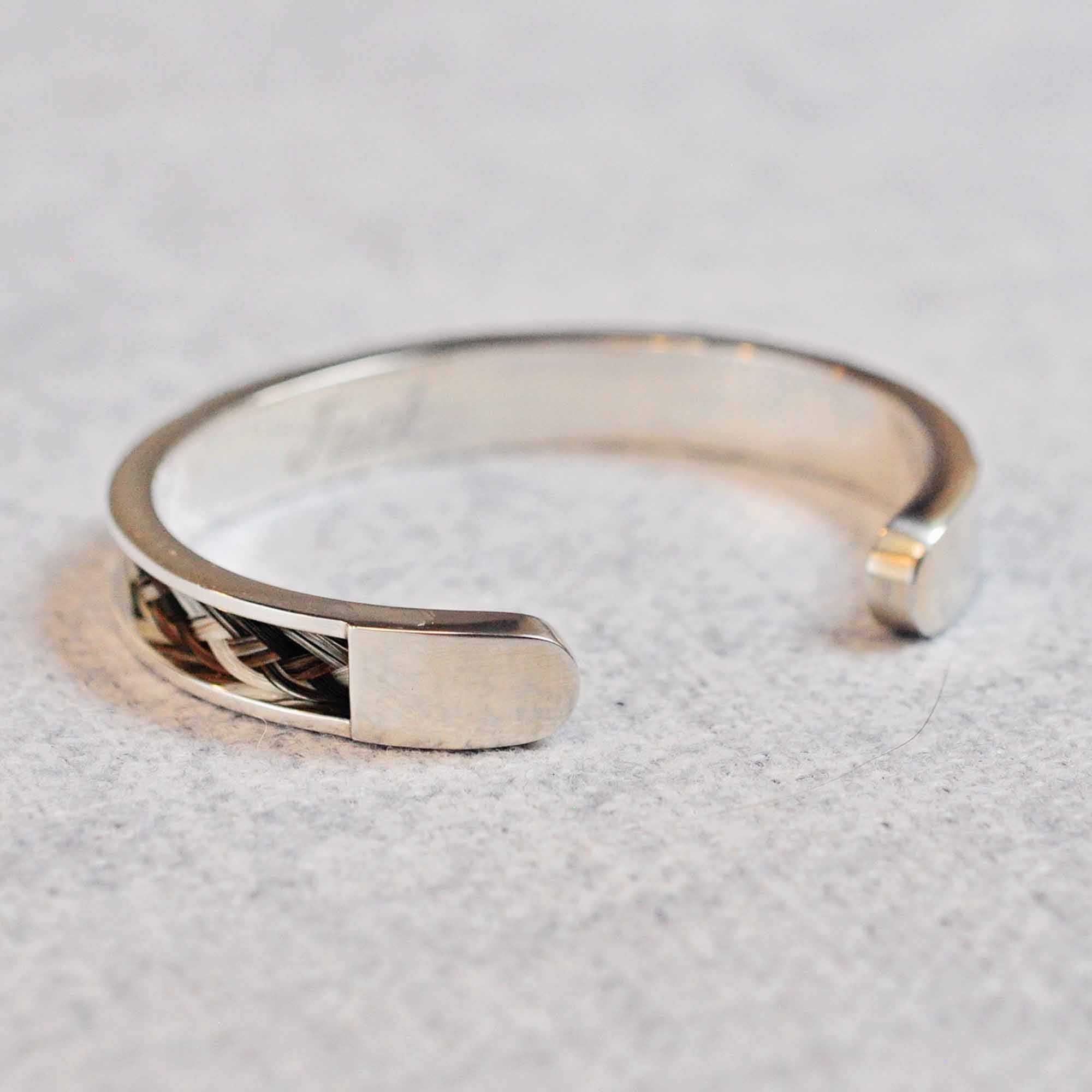 Sterling Engraved Cian Horse Hair Cuff Bracelet