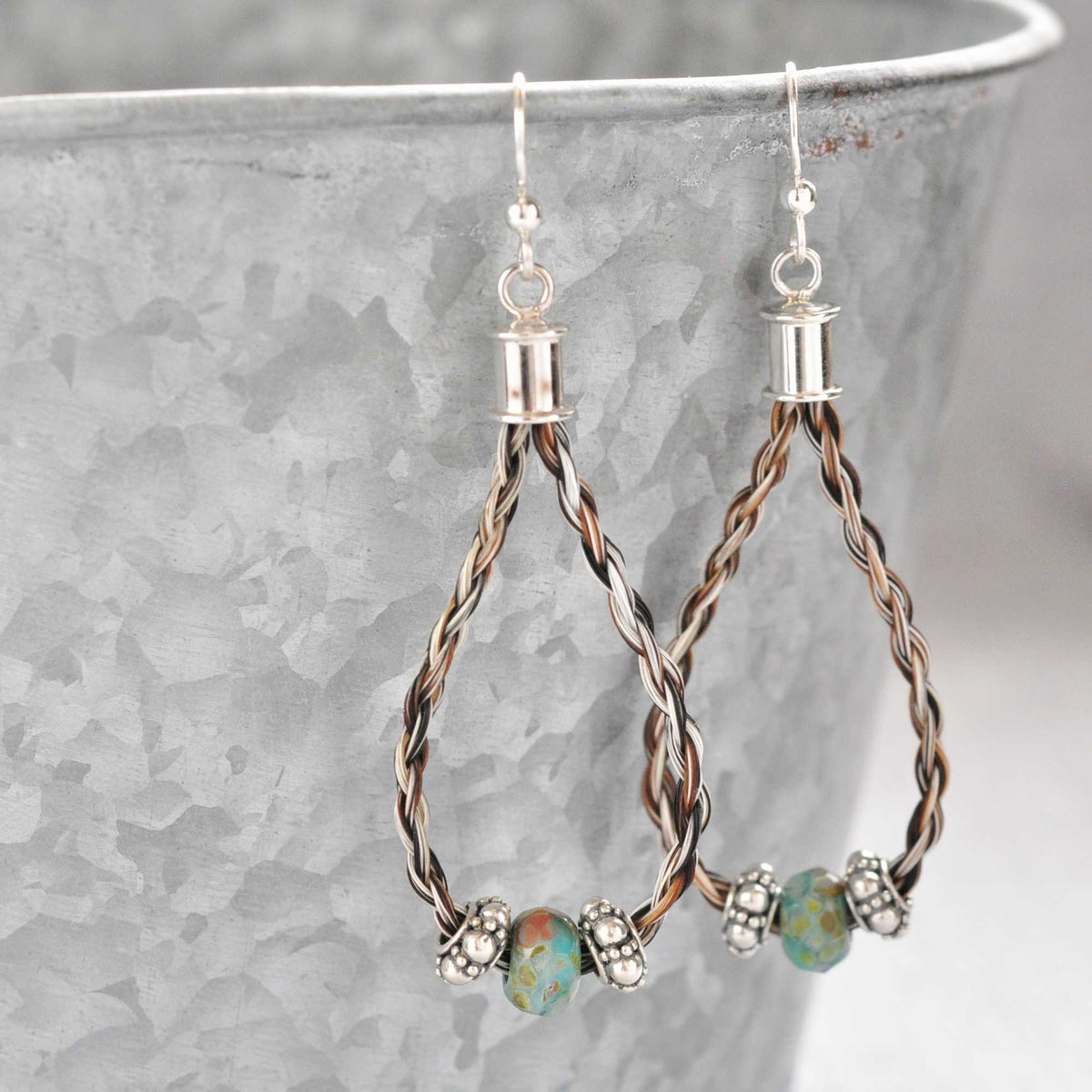 Turquoise Maille Horse Hair Earrings in Sterling – Spirithorse Designs